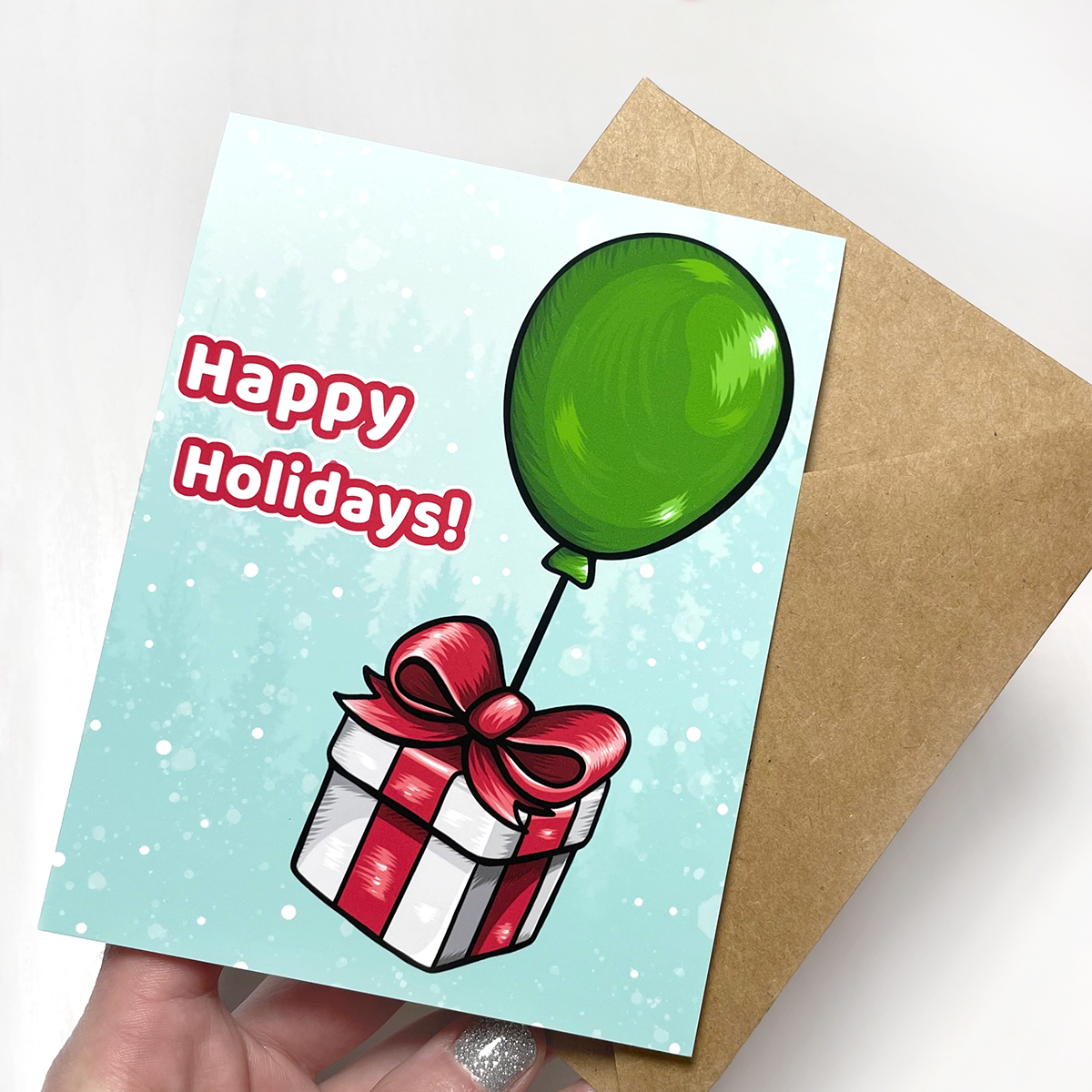 Animal Crossing Balloon Holiday Notecard- SALE