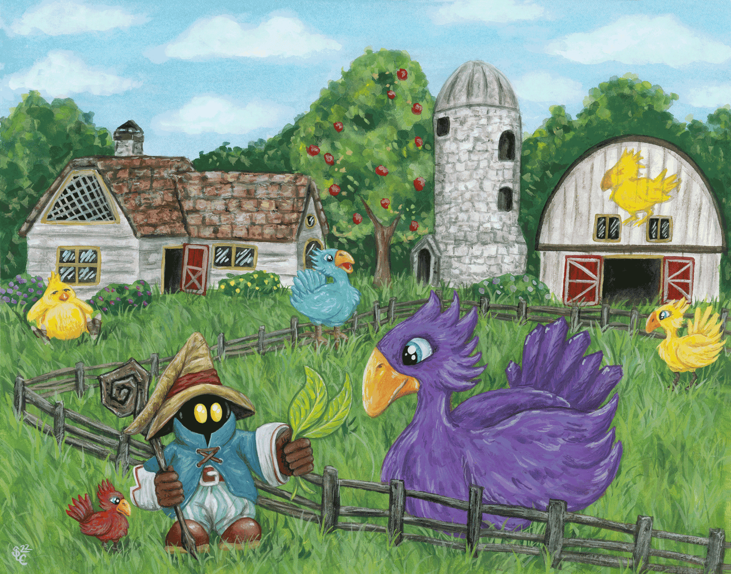 Vivi Feeding Chocobos on the Farm, Print