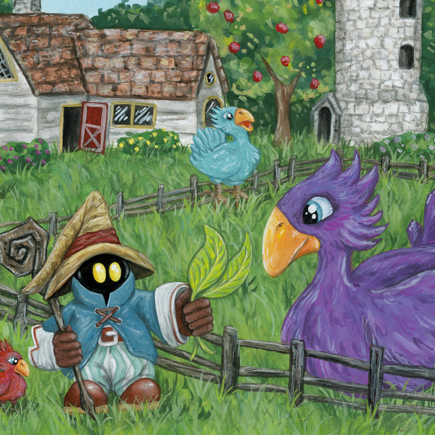 Vivi Feeding Chocobos on the Farm, Print