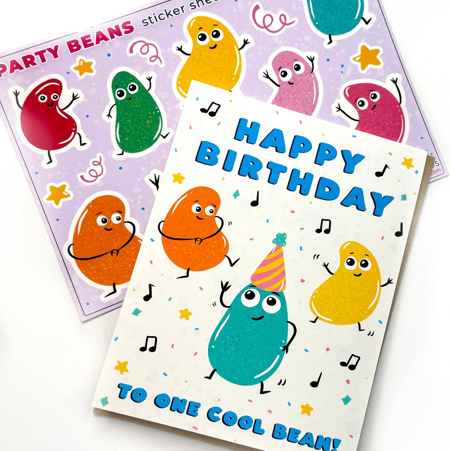 Party Beans! (Sticker Sheet and Notecard)