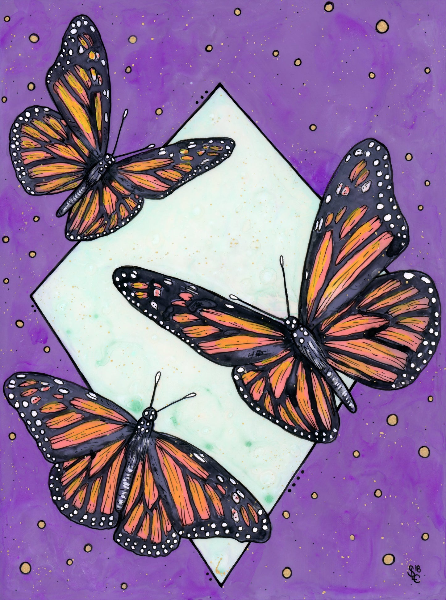 Monarchs in Purple Print